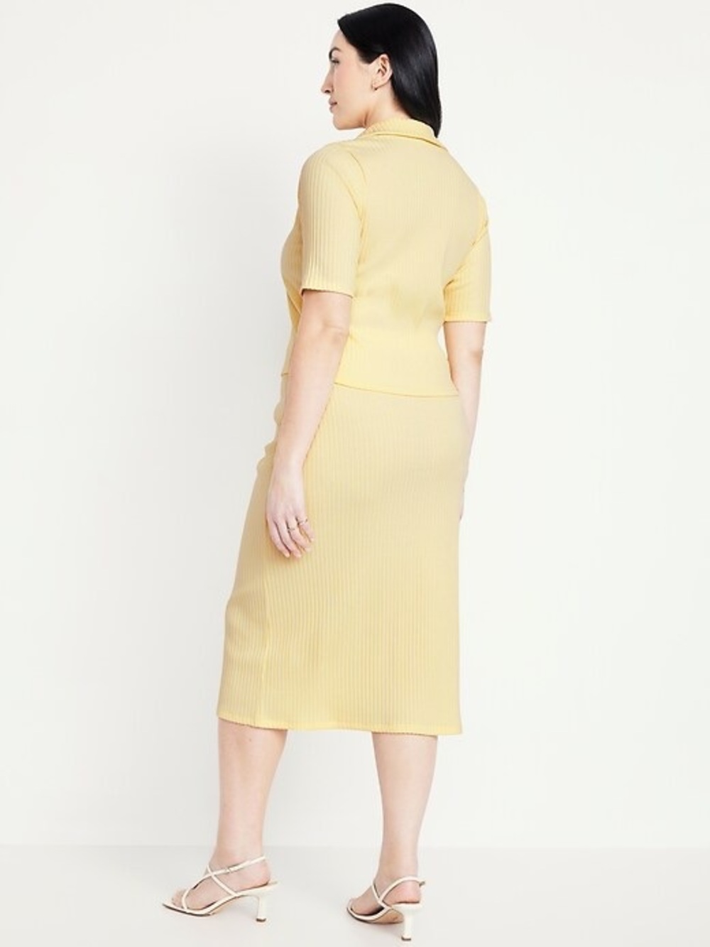 Old Navy Butter yellow High-Waisted Ribbed Midi Skirt XL Tall - Picture 2 of 7
